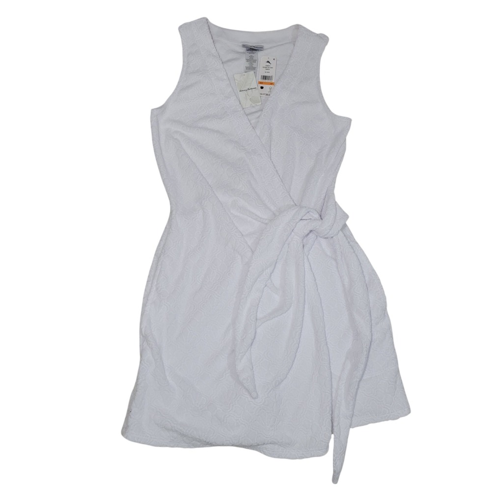 Tommy Bahama Wrap Textured Romper Women XS White‎ Terry Cloth Jacquard Cover Up - Picture 4 of 16